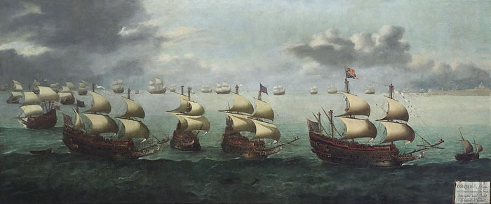 1588. La Manche csatorna. Az Anglia ellen indított spanyol invázióban a Nagy Armada fele elpusztult.